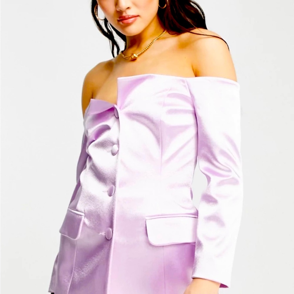 #15 ~ NWOT ASOS METALLIC OFF THE SHOULDER SUIT BLAZER IN LILAC-PURPLE, Size US4